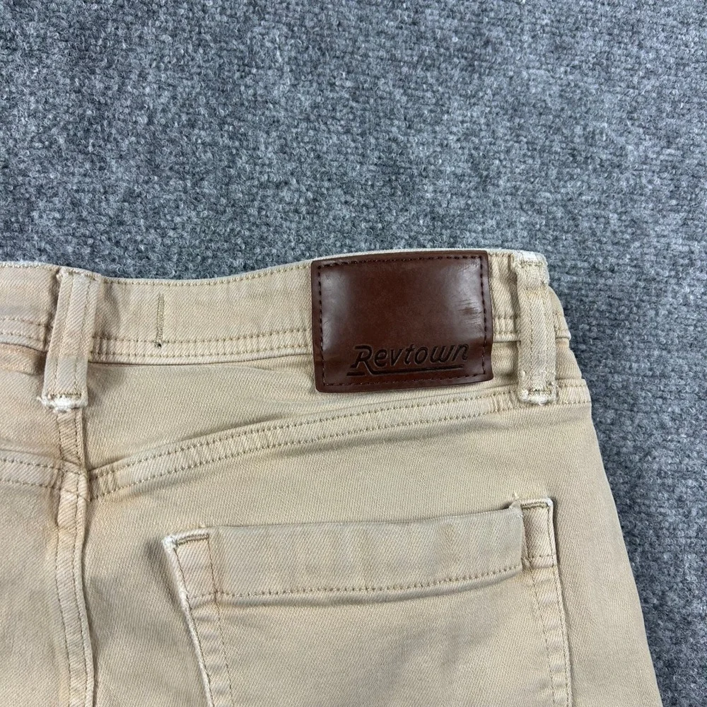 Revtown Sharp Jeans Mens 33x34 Tan Khaki Decade Denim Slim Straight Pants Casual